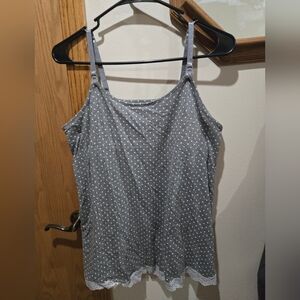 Nursing Motherhood Maternity Gray Polka Dot cami